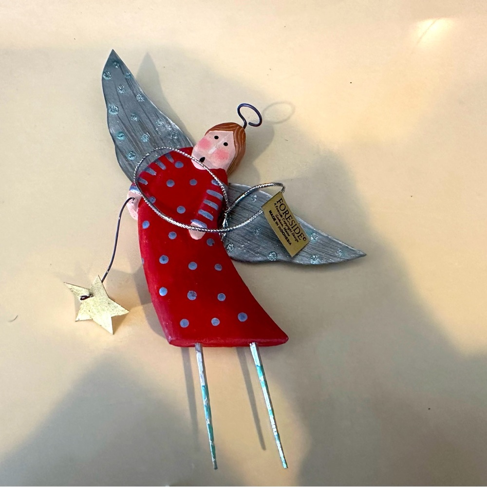 NWT FORESIDE Hand-Made Metal Rustic Angel holiday Christmas Ornament Wall Art